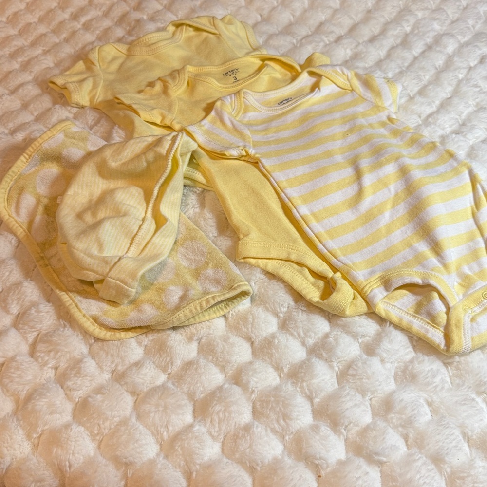 Yellow Striped Baby Onesie Set